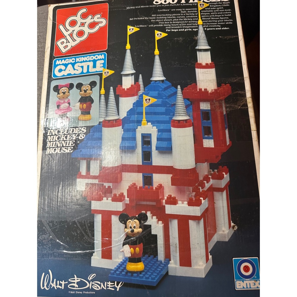 Vintage Entex‎ Loc Blocs Disney Magic Kingdom Castle 860 Piece Set MickeyREAD